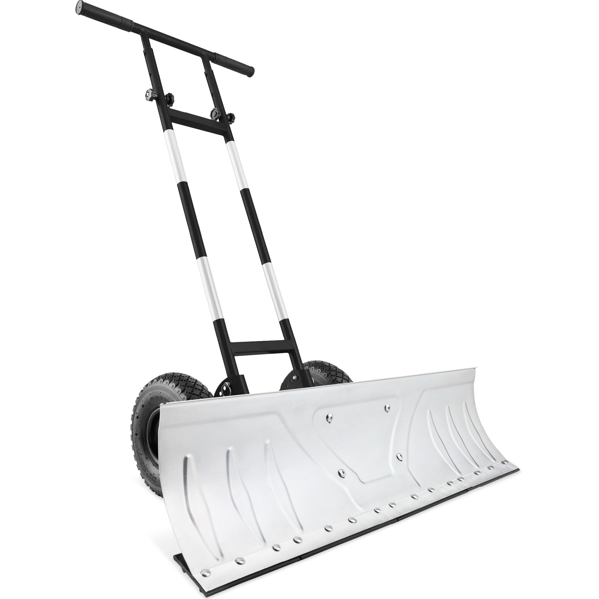 Galvanized Blade 2-Wheel Snow Pusher w/ Adjustable Handle - 36in