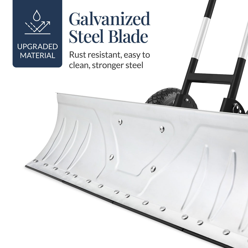 Galvanized Blade 2-Wheel Snow Pusher w/ Adjustable Handle - 36in