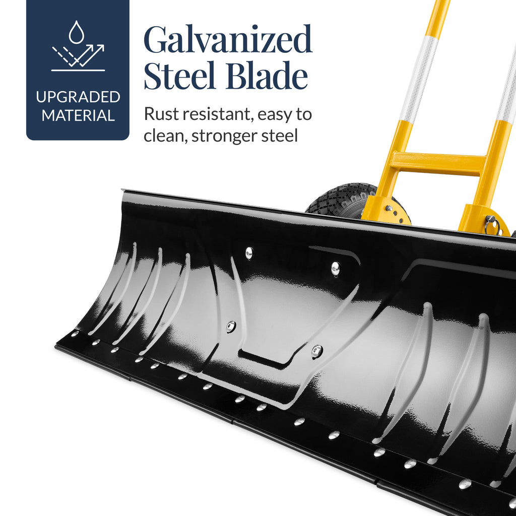 Galvanized Blade 2-Wheel Snow Pusher w/ Adjustable Handle - 36in