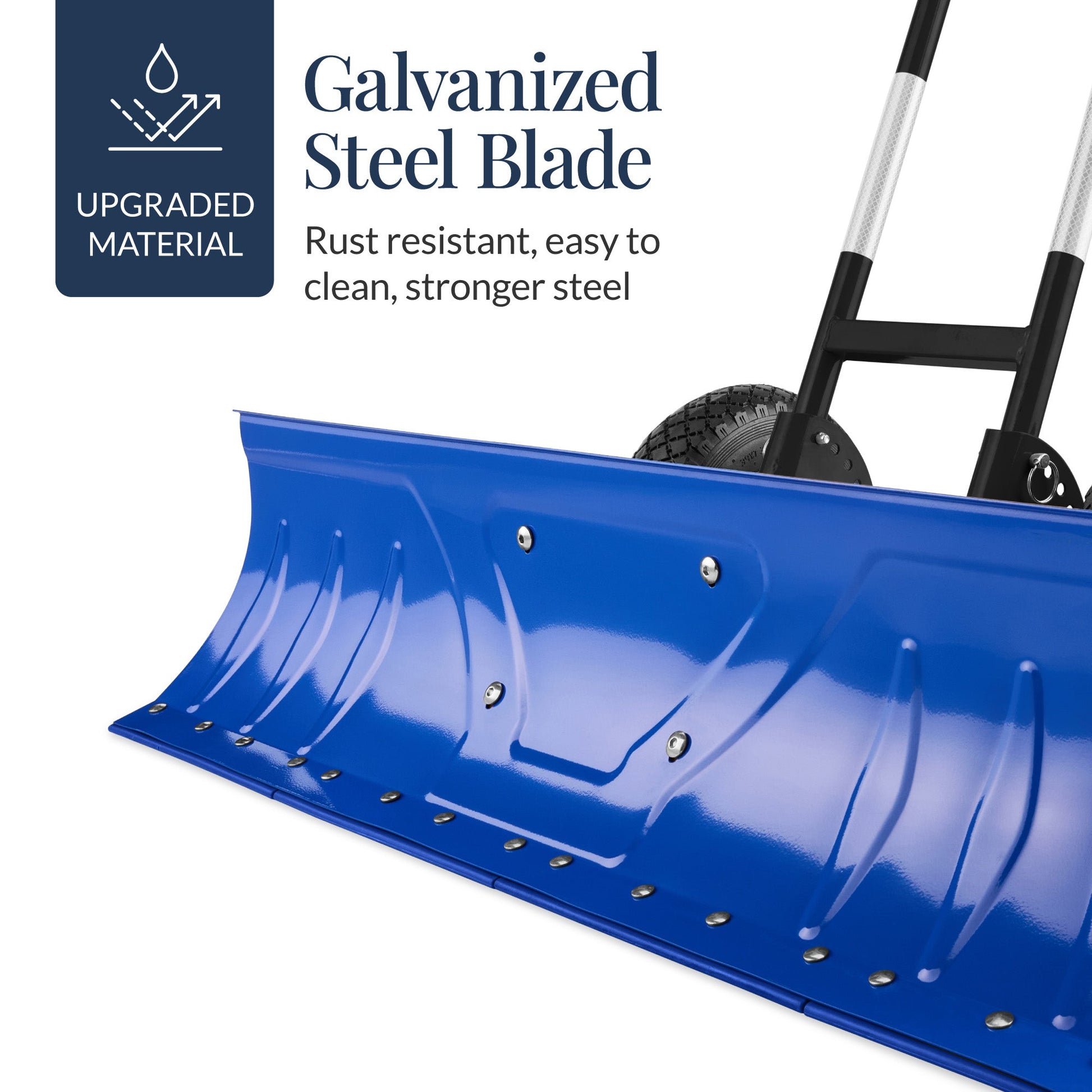 Galvanized Blade 2-Wheel Snow Pusher w/ Adjustable Handle - 36in