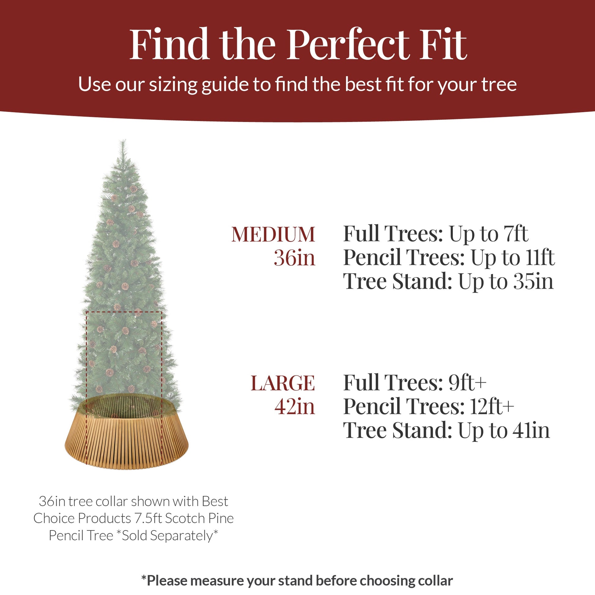 Christmas Tree Collar, Solid Wood Slatted Tree Accessory - 36in