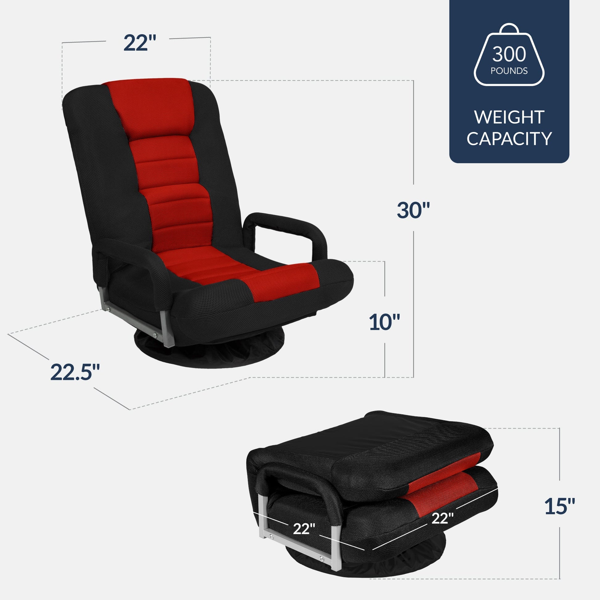 Gaming Floor Chair w/ 360-Degree Swivel, Armrest, Adjustable Backrest