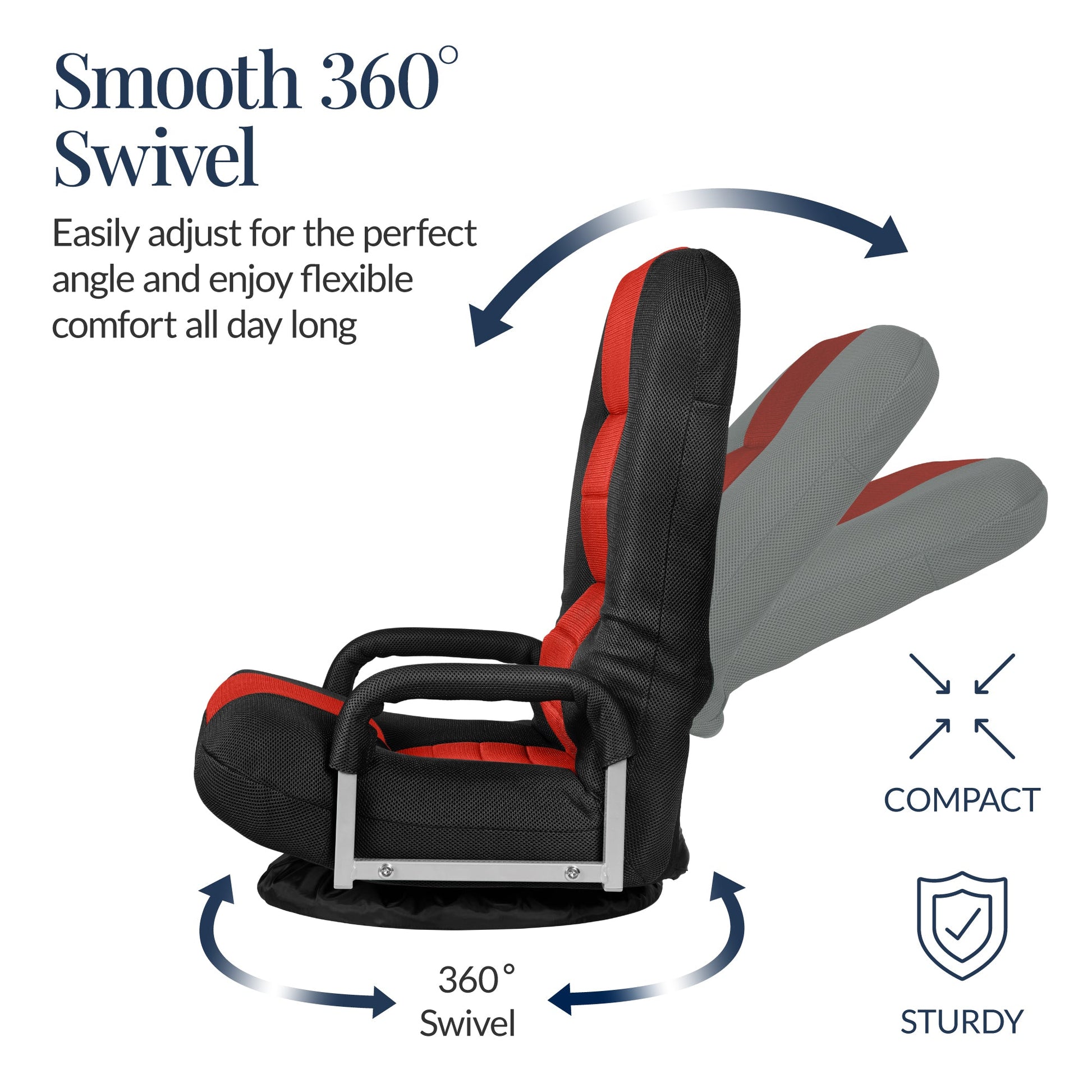 Gaming Floor Chair w/ 360-Degree Swivel, Armrest, Adjustable Backrest