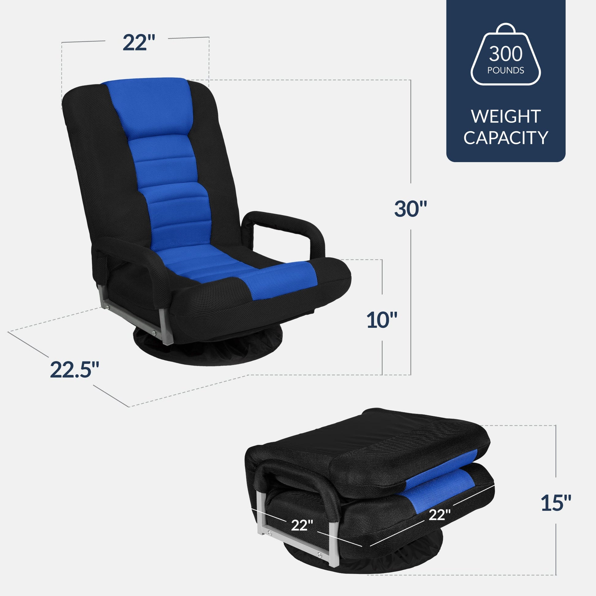 Gaming Floor Chair w/ 360-Degree Swivel, Armrest, Adjustable Backrest