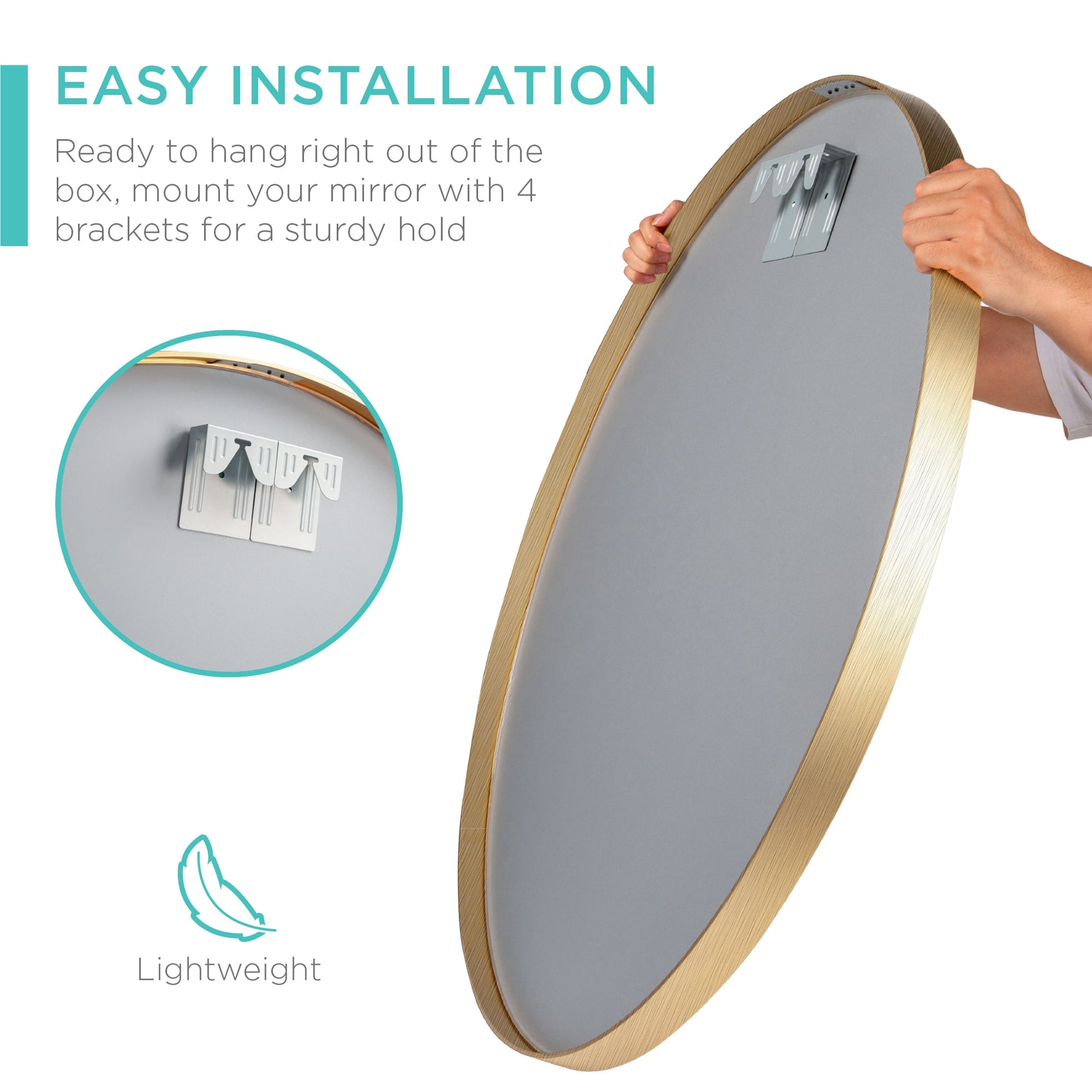 Framed Round Bathroom Vanity Wall Mirror w/ Anti-Blast Film - 36in