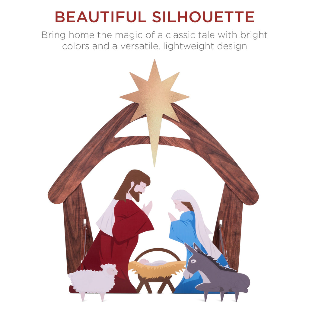 Christmas Nativity Scene Yard Decoration w/ Water Resistant PVC