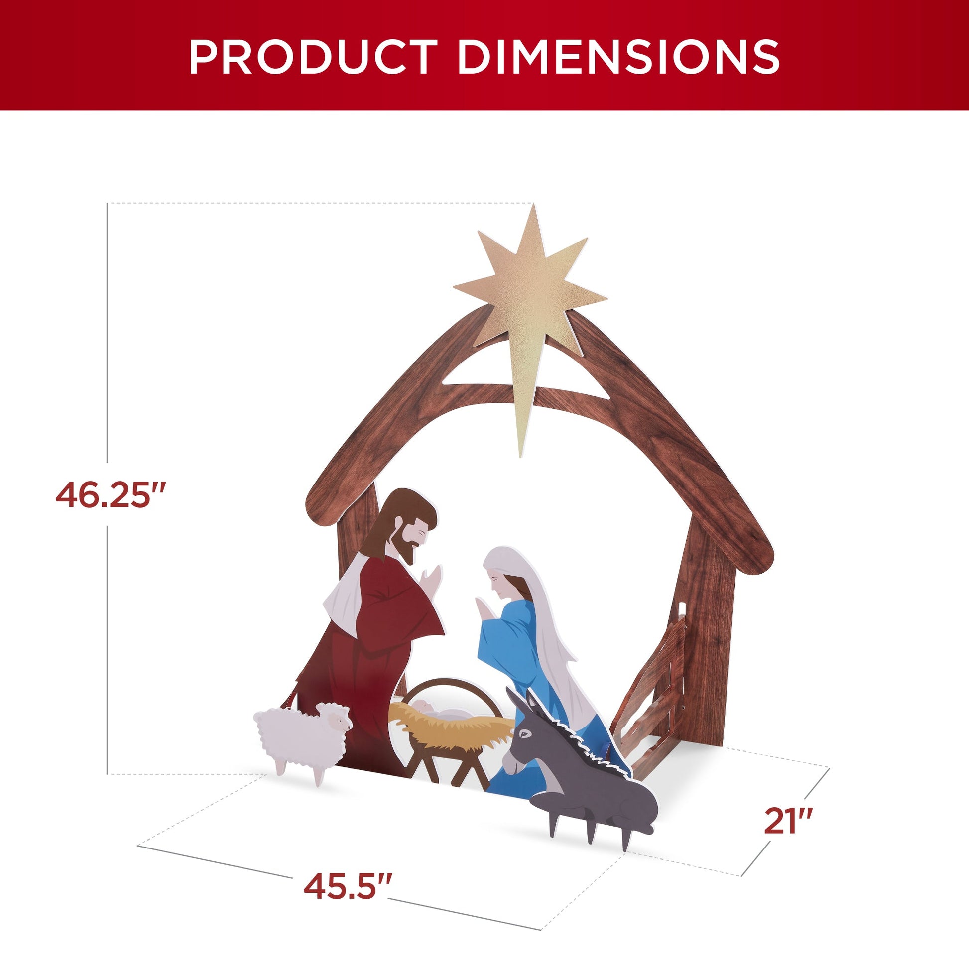 Christmas Nativity Scene Yard Decoration w/ Water Resistant PVC
