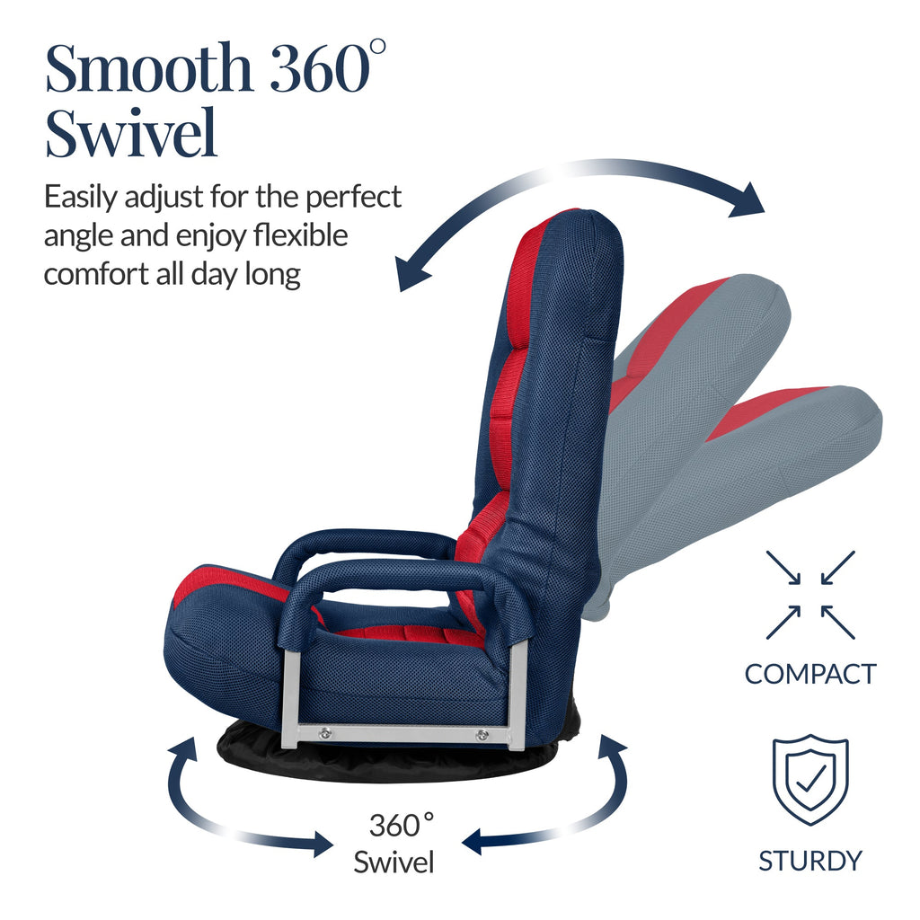 Gaming Floor Chair w/ 360-Degree Swivel, Armrest, Adjustable Backrest