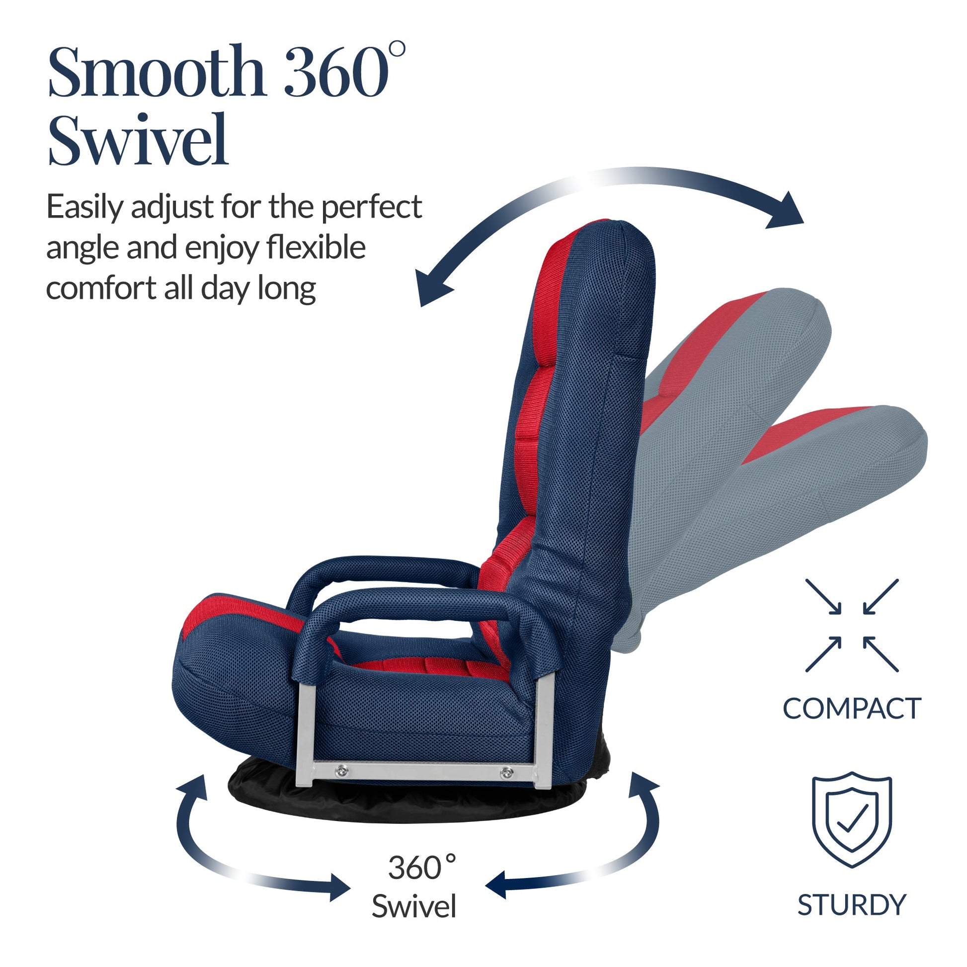Gaming Floor Chair w/ 360-Degree Swivel, Armrest, Adjustable Backrest