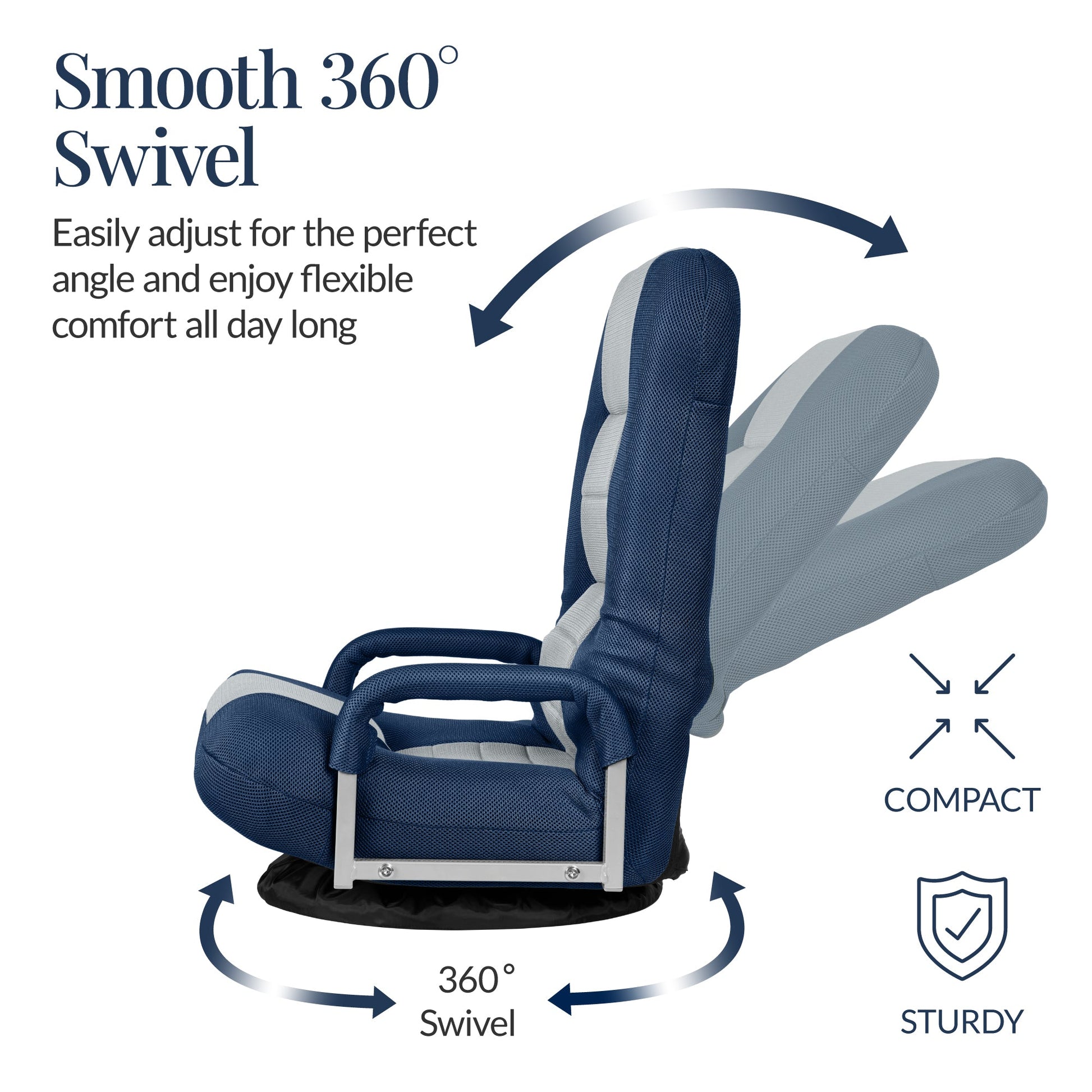 Gaming Floor Chair w/ 360-Degree Swivel, Armrest, Adjustable Backrest