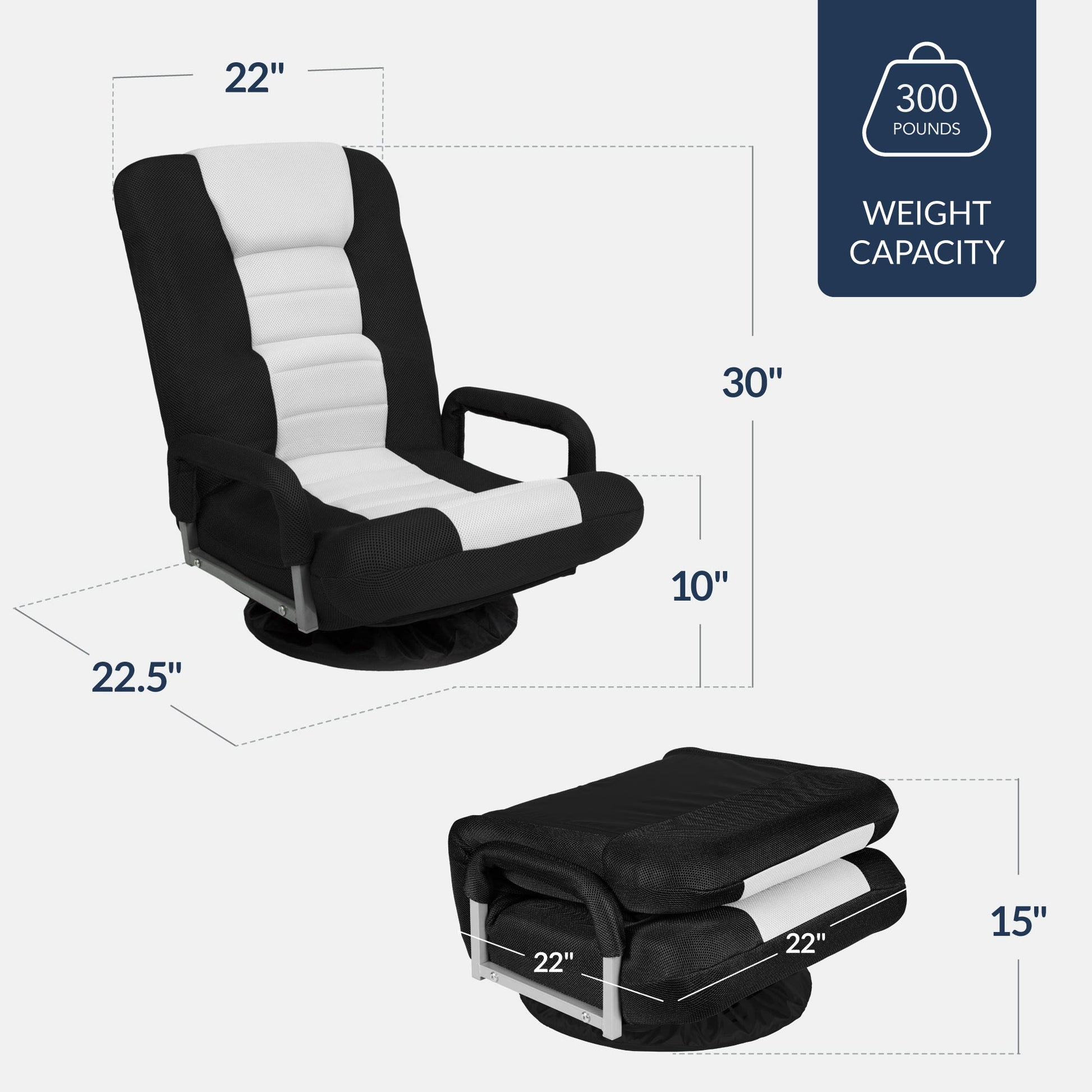 Gaming Floor Chair w/ 360-Degree Swivel, Armrest, Adjustable Backrest