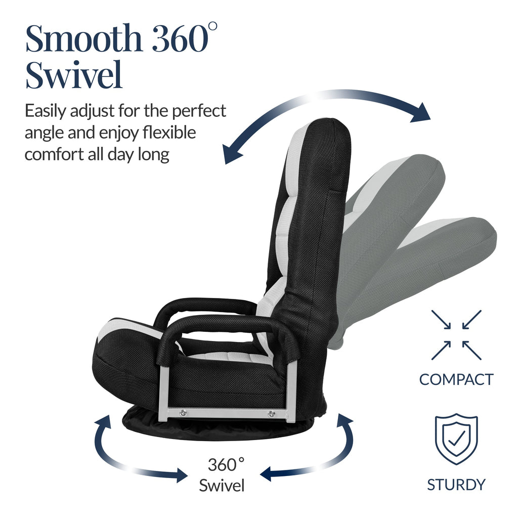 Gaming Floor Chair w/ 360-Degree Swivel, Armrest, Adjustable Backrest