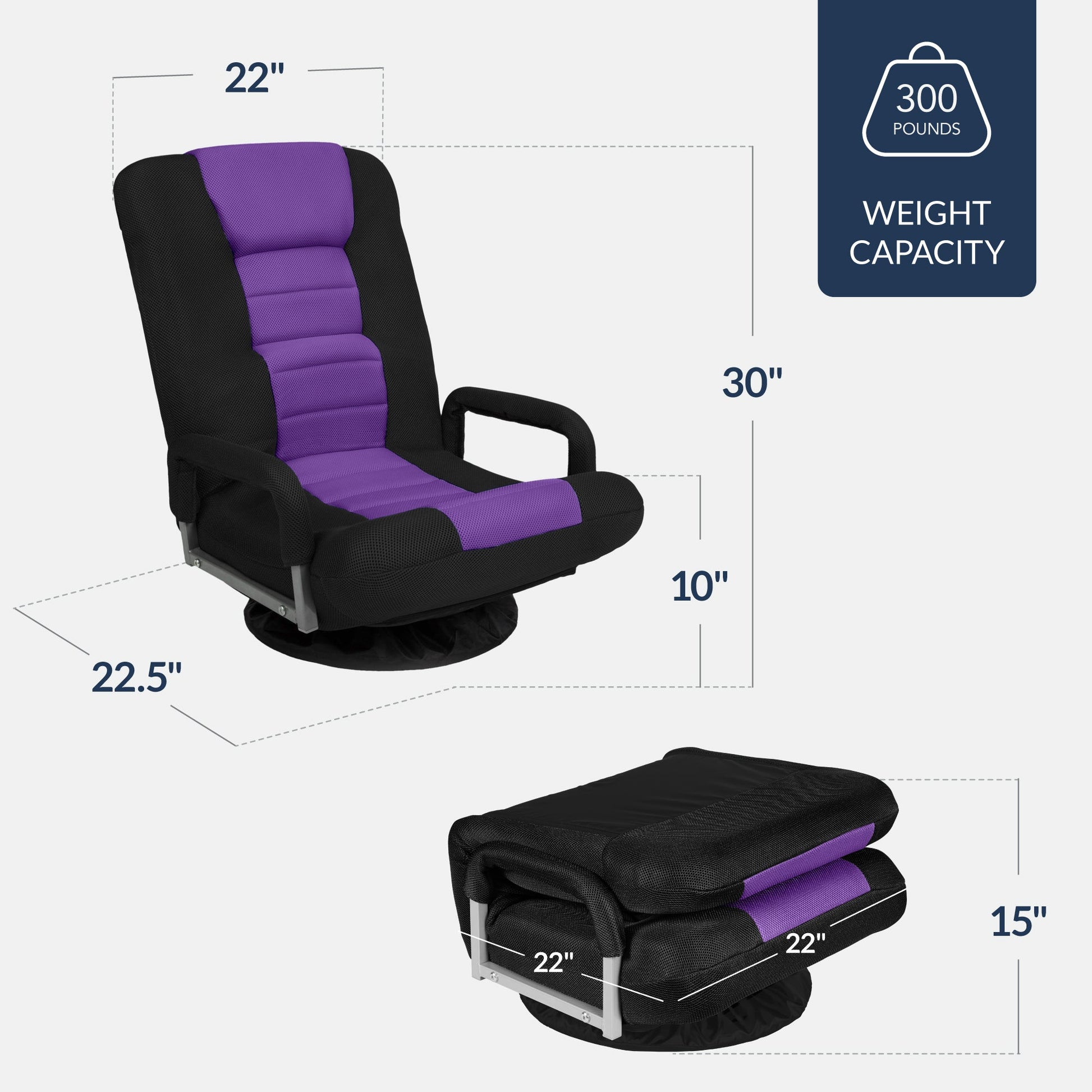 Gaming Floor Chair w/ 360-Degree Swivel, Armrest, Adjustable Backrest