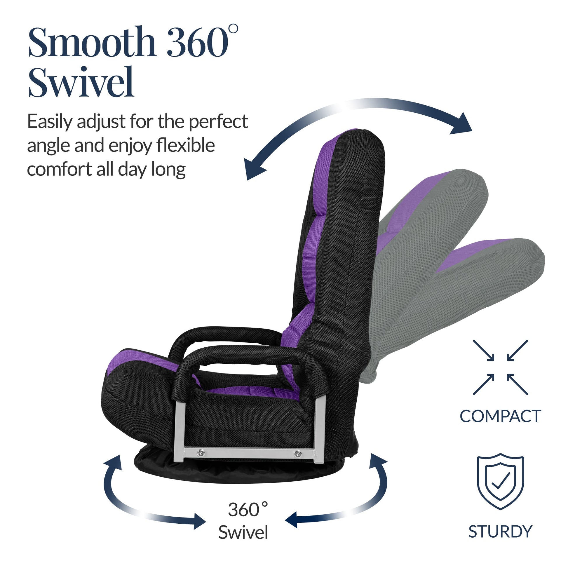 Gaming Floor Chair w/ 360-Degree Swivel, Armrest, Adjustable Backrest