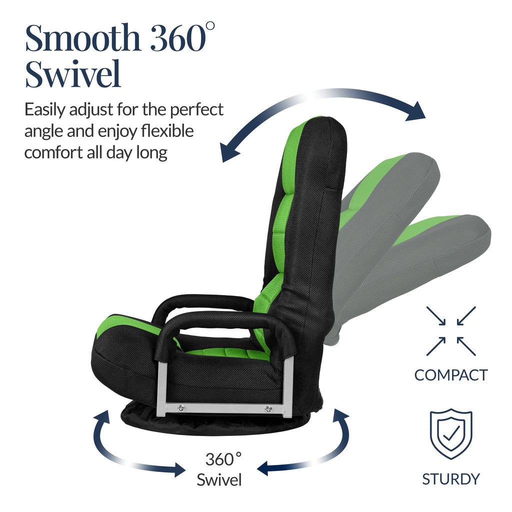 Gaming Floor Chair w/ 360-Degree Swivel, Armrest, Adjustable Backrest