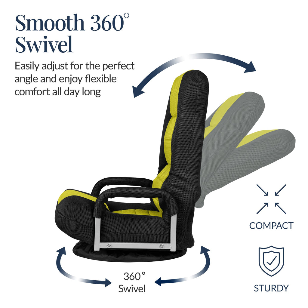 Gaming Floor Chair w/ 360-Degree Swivel, Armrest, Adjustable Backrest