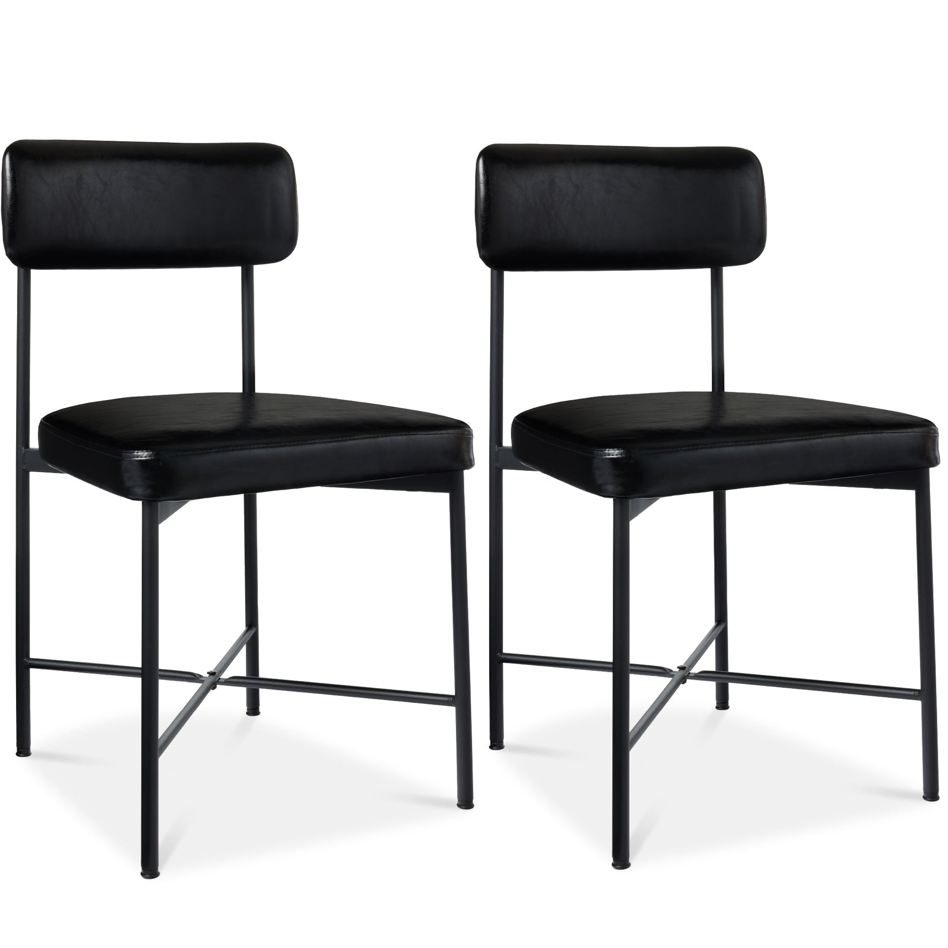 Dining Chair Set of 2, Faux Leather, Standard Height, Metal Frame