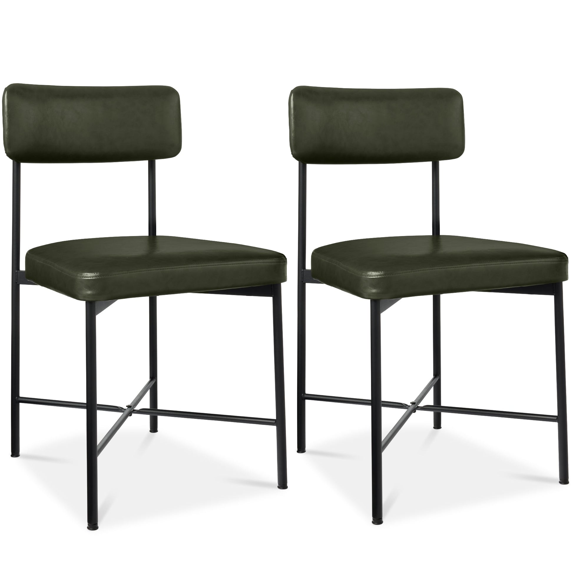 Dining Chair Set of 2, Faux Leather, Standard Height, Metal Frame