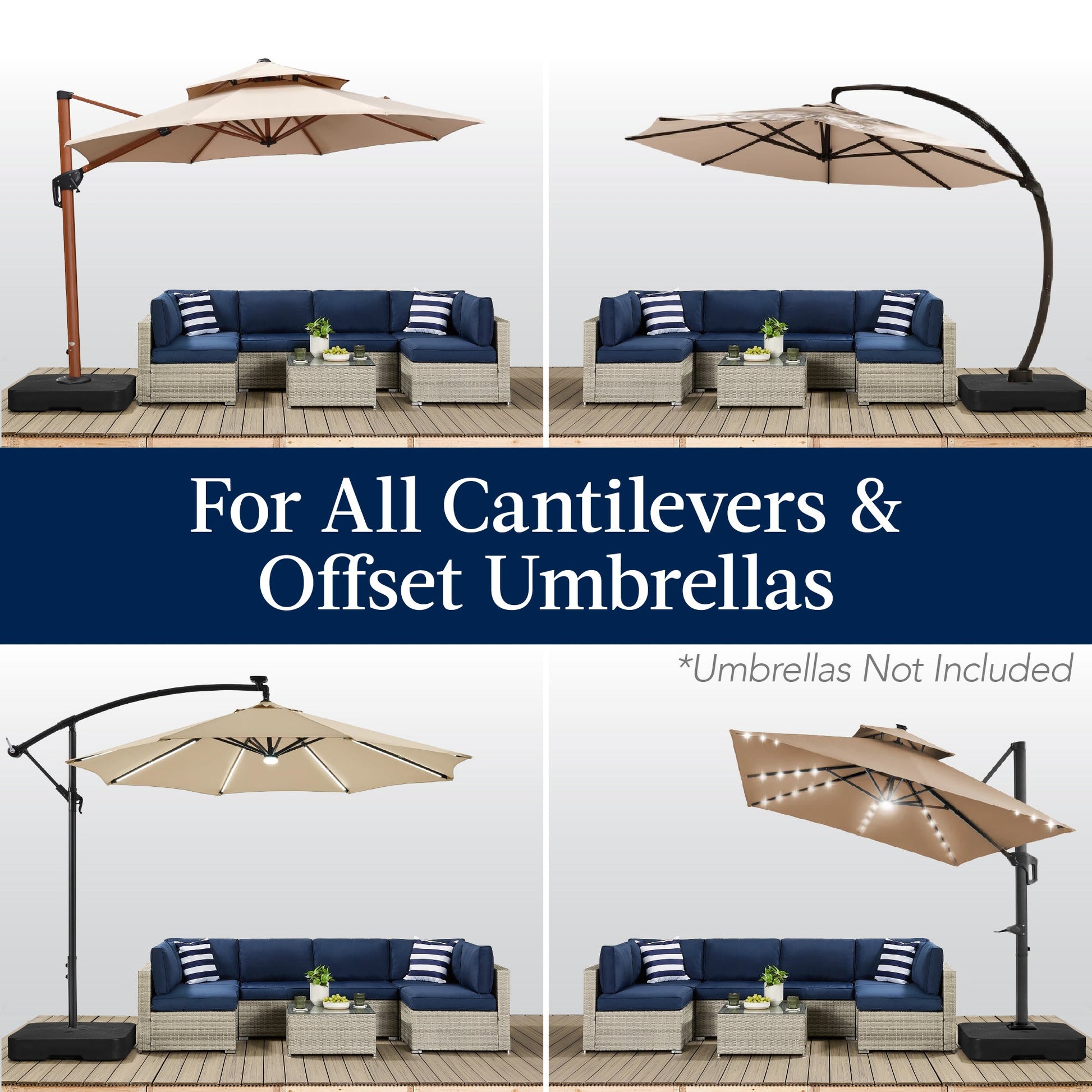Fillable Heavy-Duty Cantilever Umbrella Base w/ 330lb Capacity