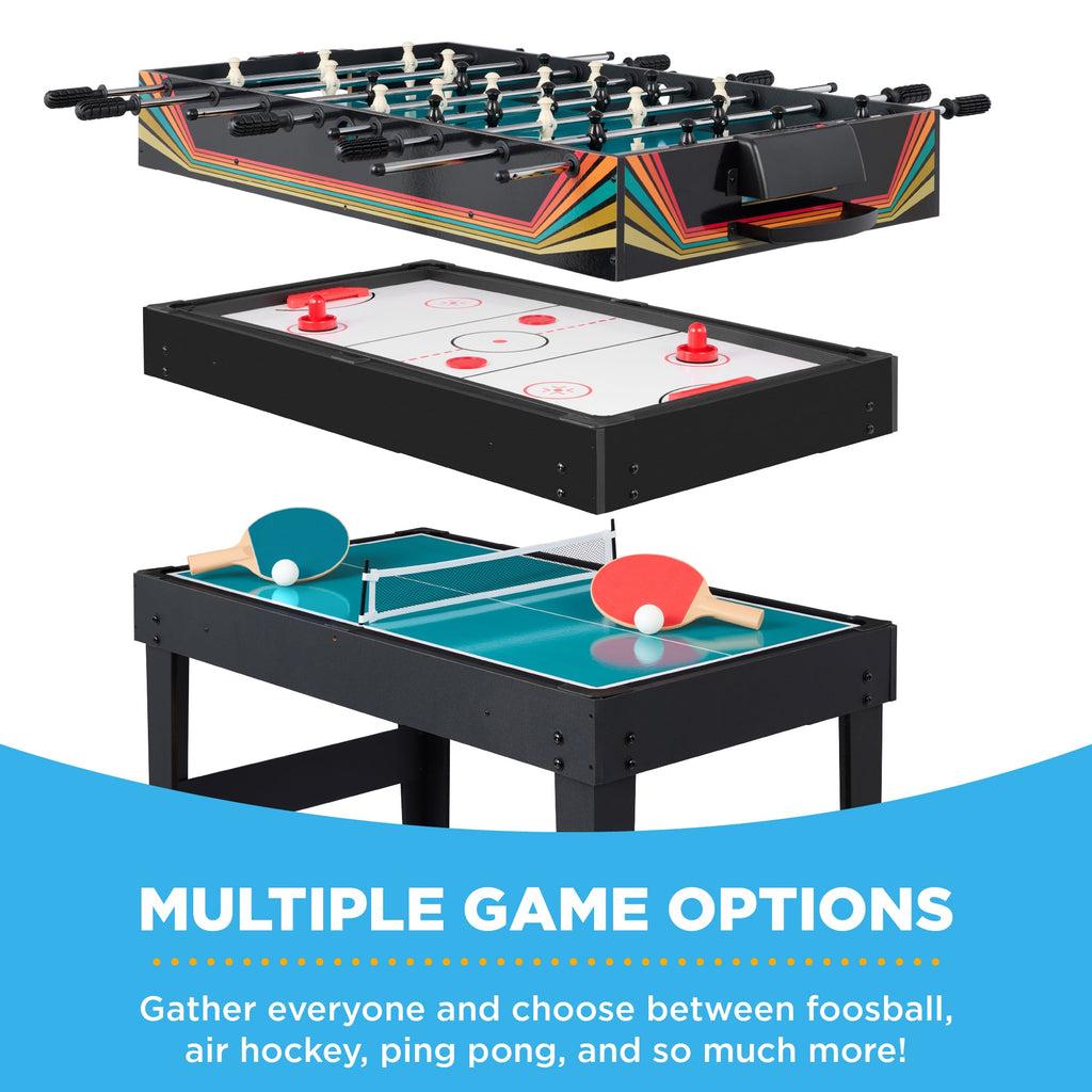 10-in-1 Combo Game Table Set w/ Pool, Foosball, Ping Pong, Chess - 2x4ft