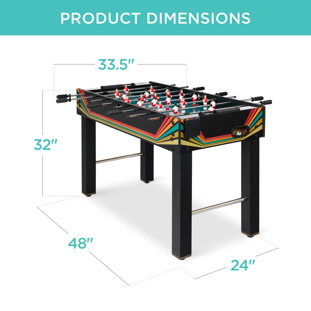Foosball Game Table, Arcade Table Soccer w/ 2 Cup Holders, 2 Balls - 48in