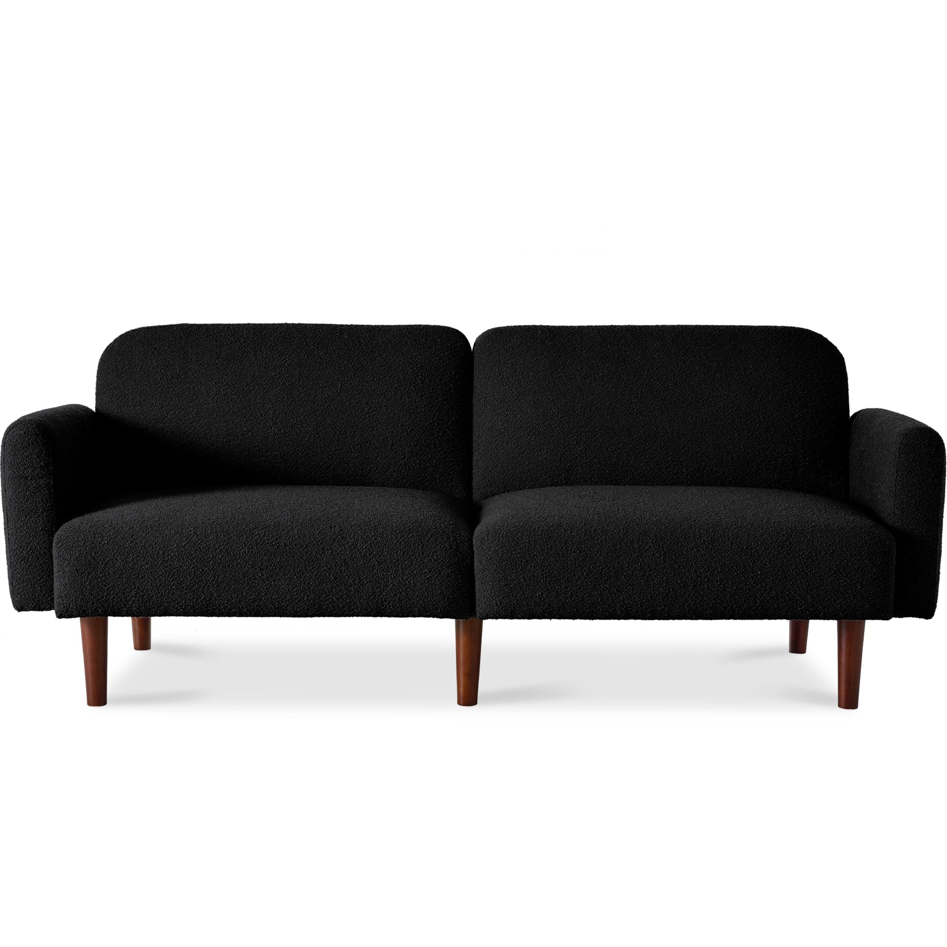 Curved Convertible Futon, Boucle Fabric Split-Back Sleeper Bed