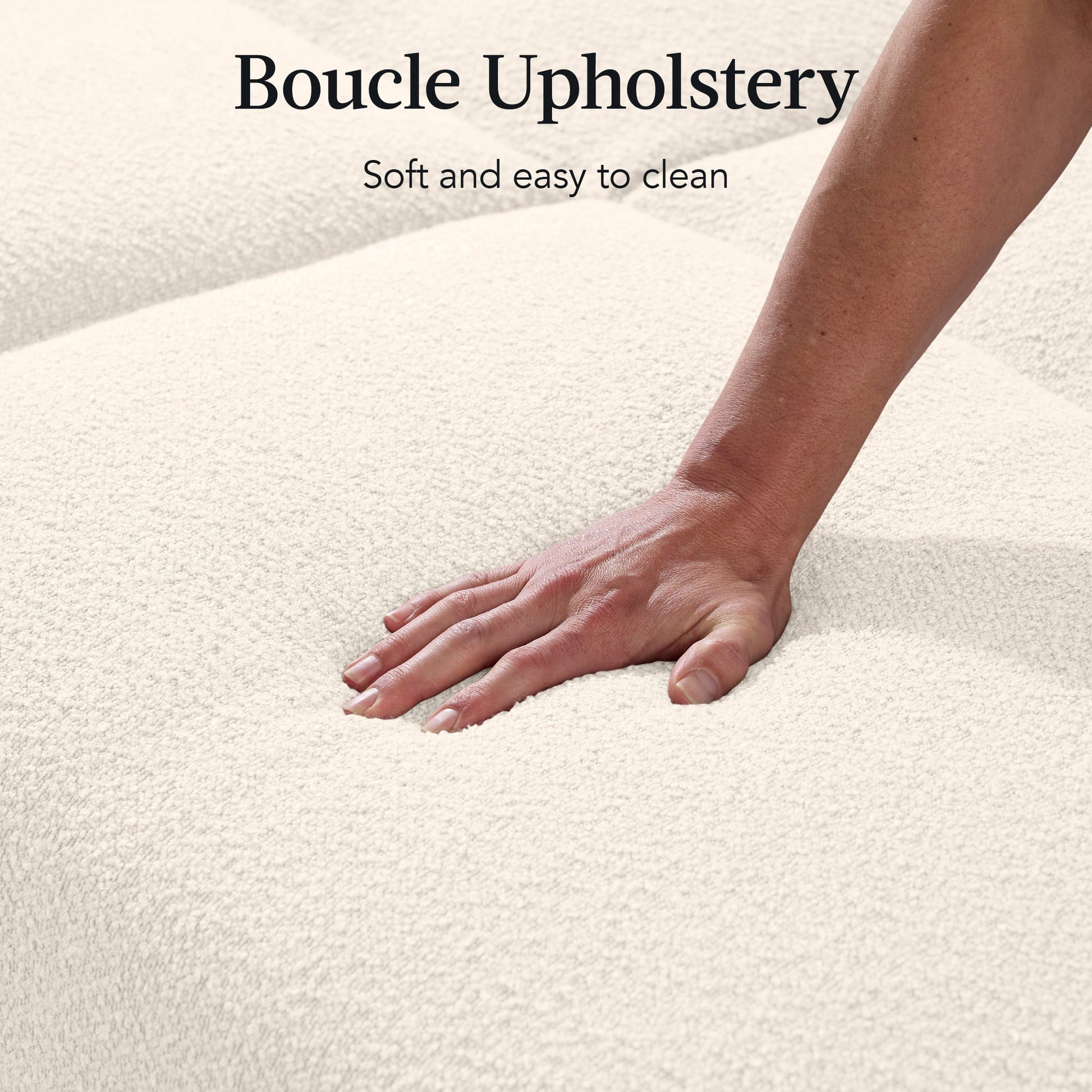 Curved Convertible Futon, Boucle Fabric Split-Back Sleeper Bed