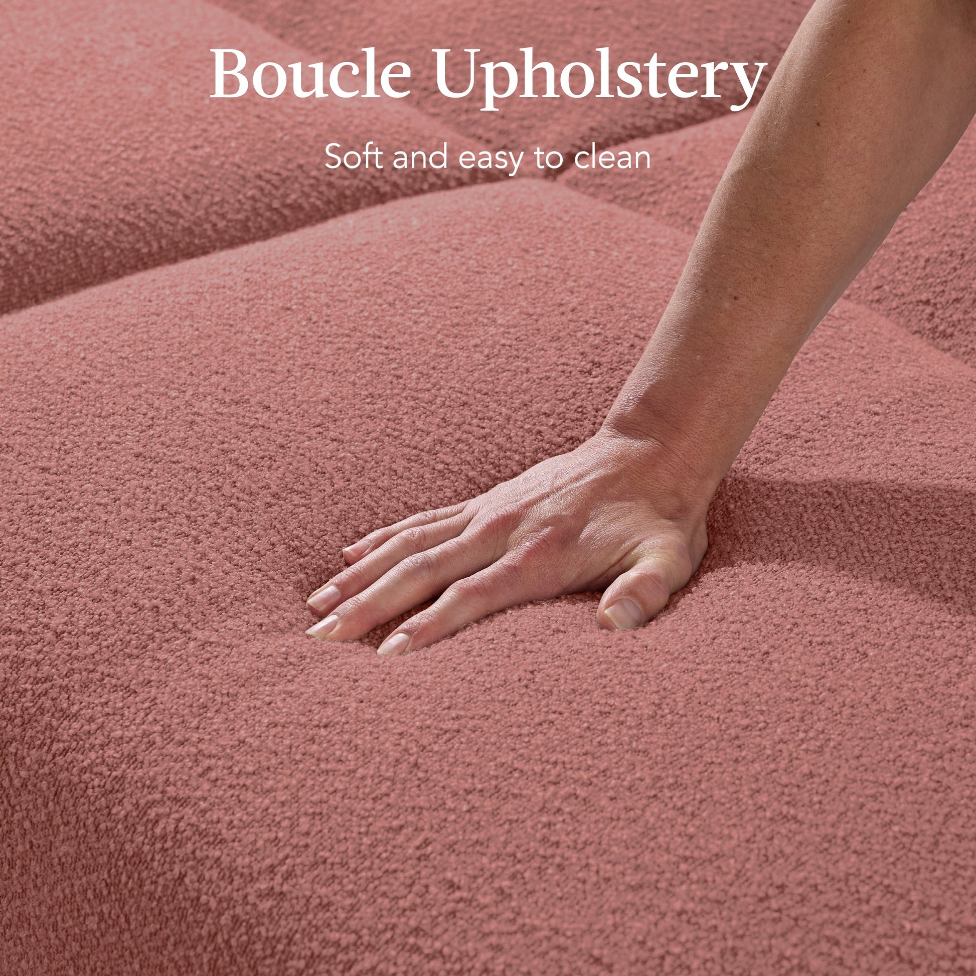 Curved Convertible Futon, Boucle Fabric Split-Back Sleeper Bed