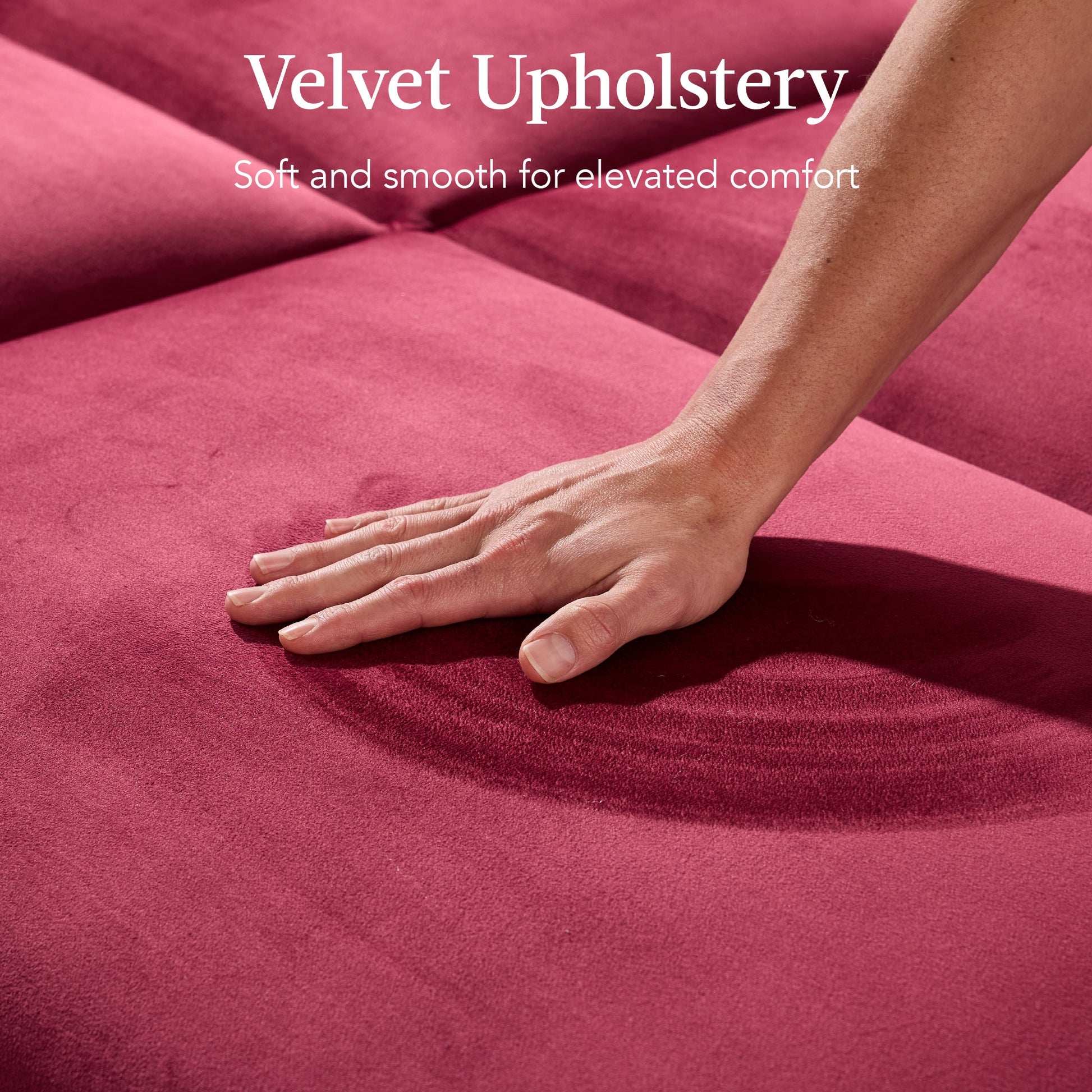 Curved Convertible Futon, Velvet Fabric Split-Back Sleeper Bed