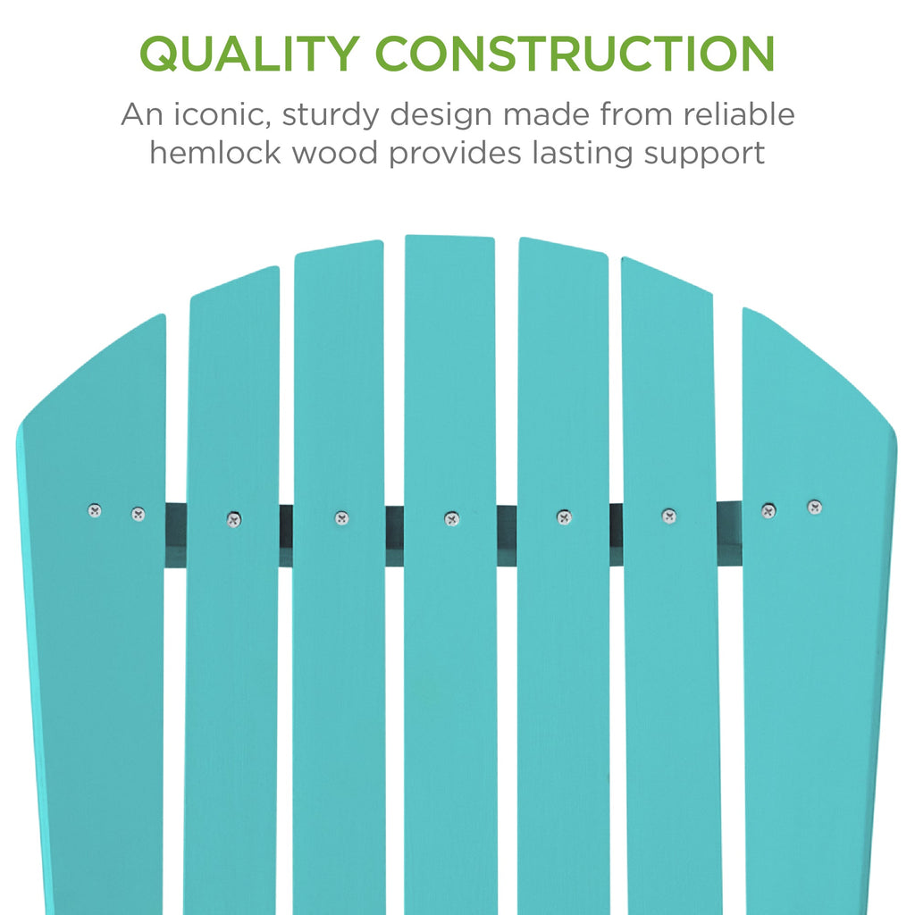 Folding Wooden Adirondack Chair, Accent Furniture w/ Natural Woodgrain