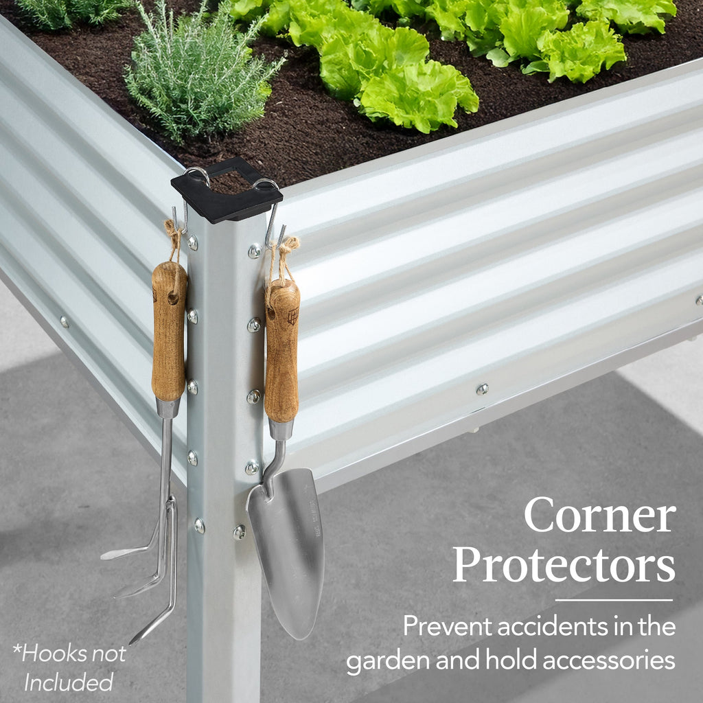 Elevated Galvanized Metal Garden Bed w/ Corner Protectors - 48x24x30in