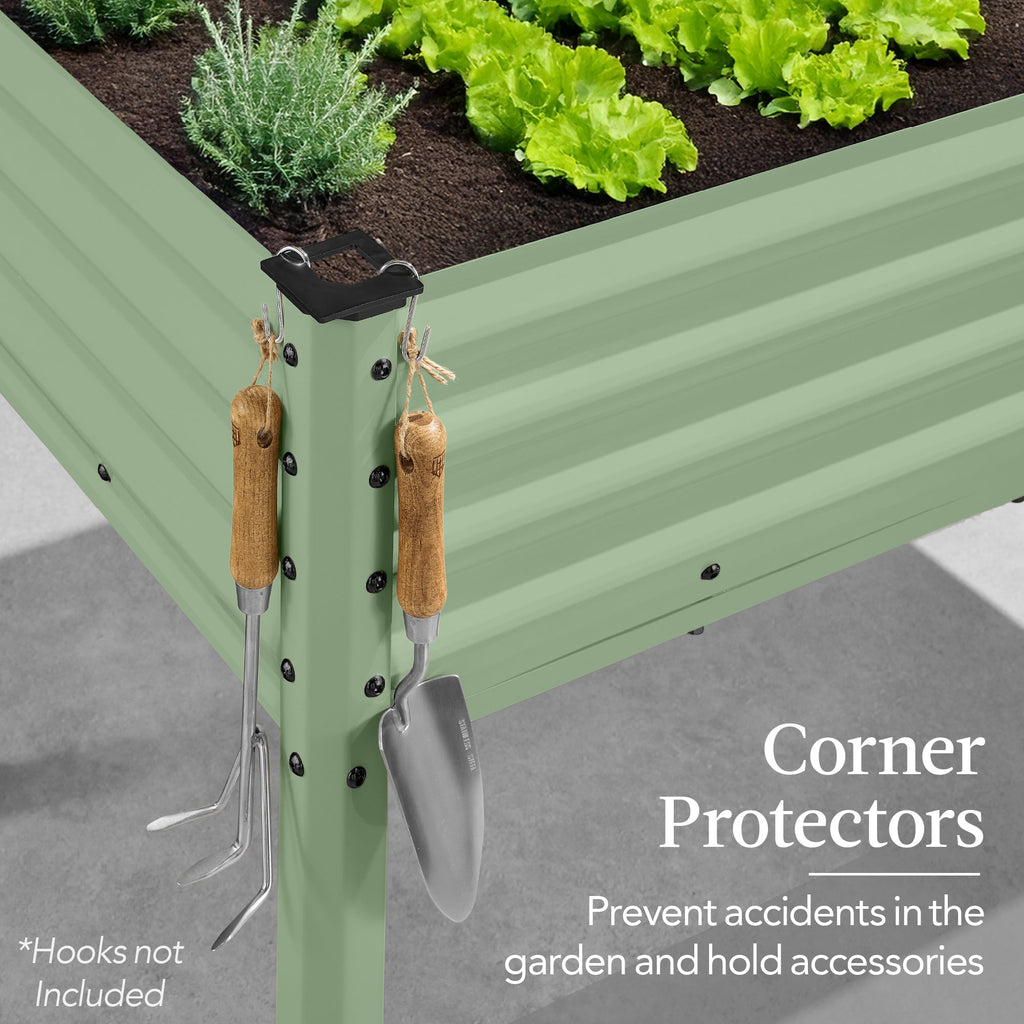 Elevated Galvanized Metal Garden Bed w/ Corner Protectors - 48x24x30in