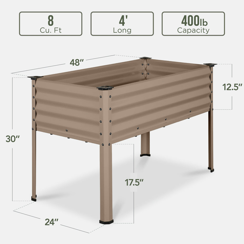 Elevated Galvanized Metal Garden Bed w/ Corner Protectors - 48x24x30in