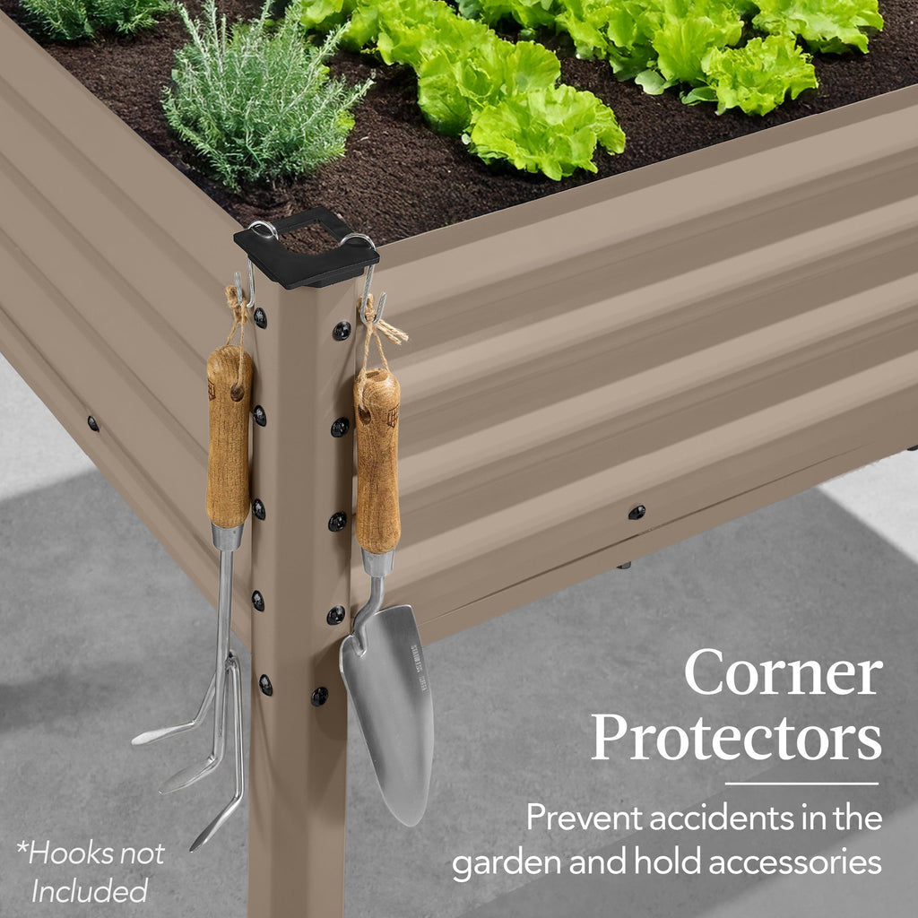 Elevated Galvanized Metal Garden Bed w/ Corner Protectors - 48x24x30in