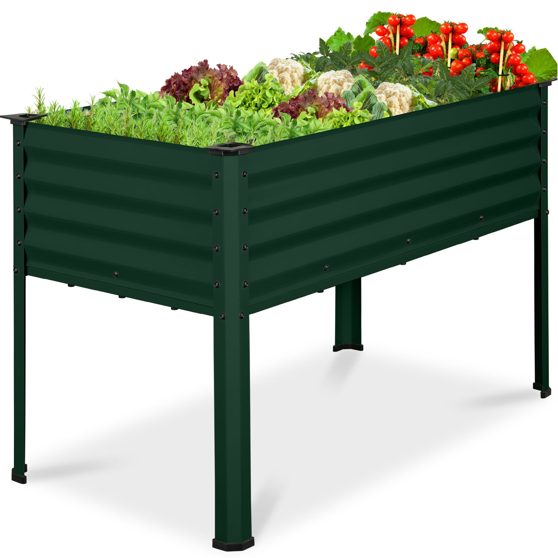 Elevated Galvanized Metal Garden Bed w/ Corner Protectors - 48x24x30in