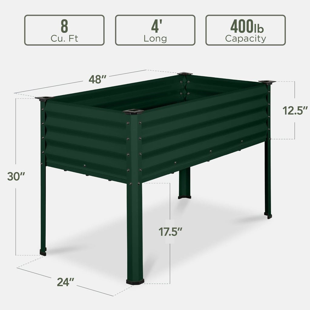 Elevated Galvanized Metal Garden Bed w/ Corner Protectors - 48x24x30in