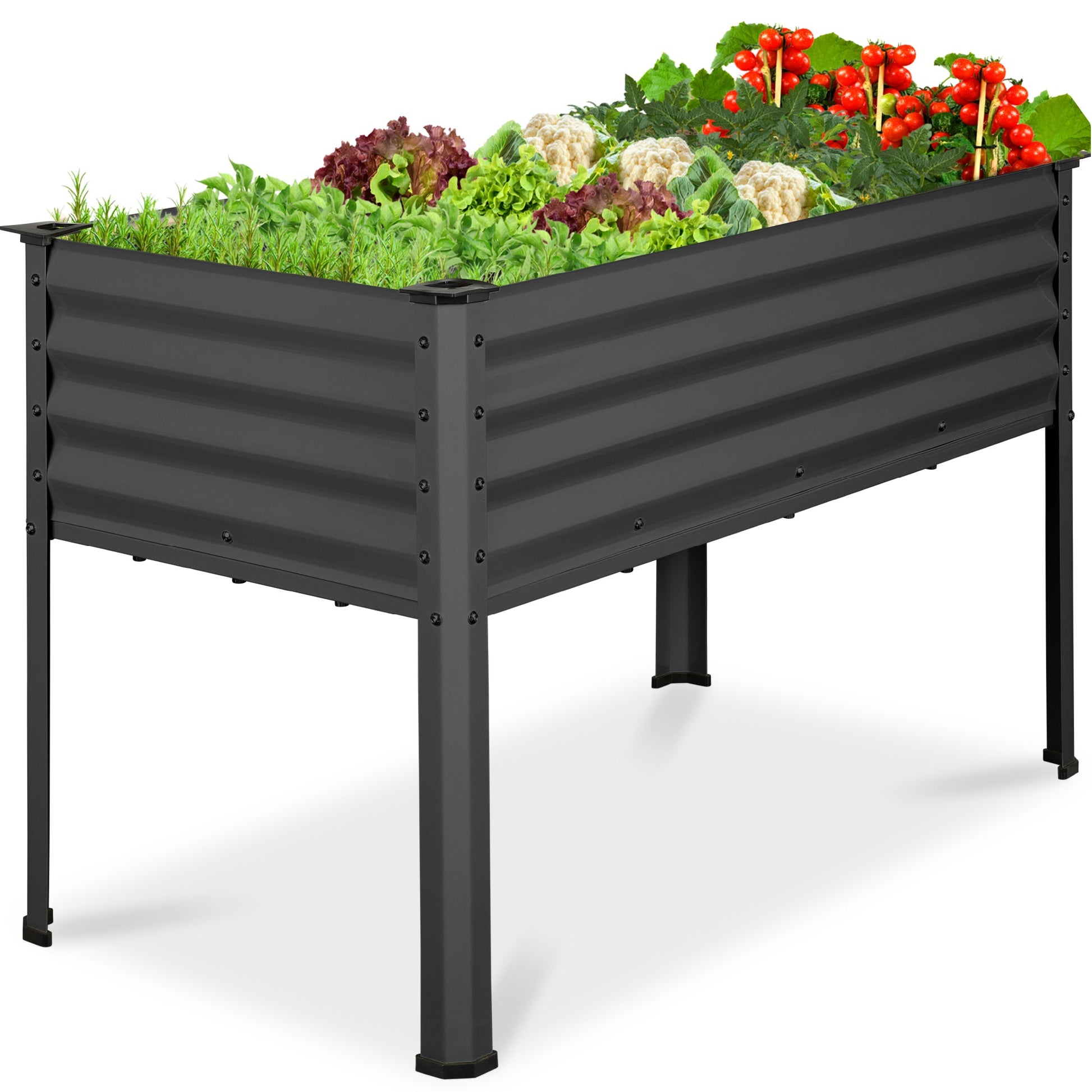 Elevated Galvanized Metal Garden Bed w/ Corner Protectors - 48x24x30in