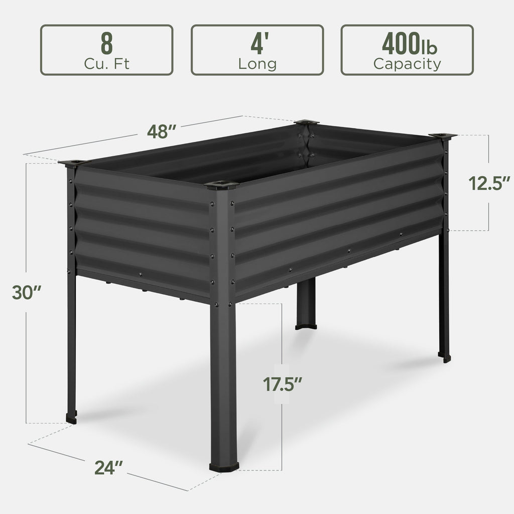Elevated Galvanized Metal Garden Bed w/ Corner Protectors - 48x24x30in