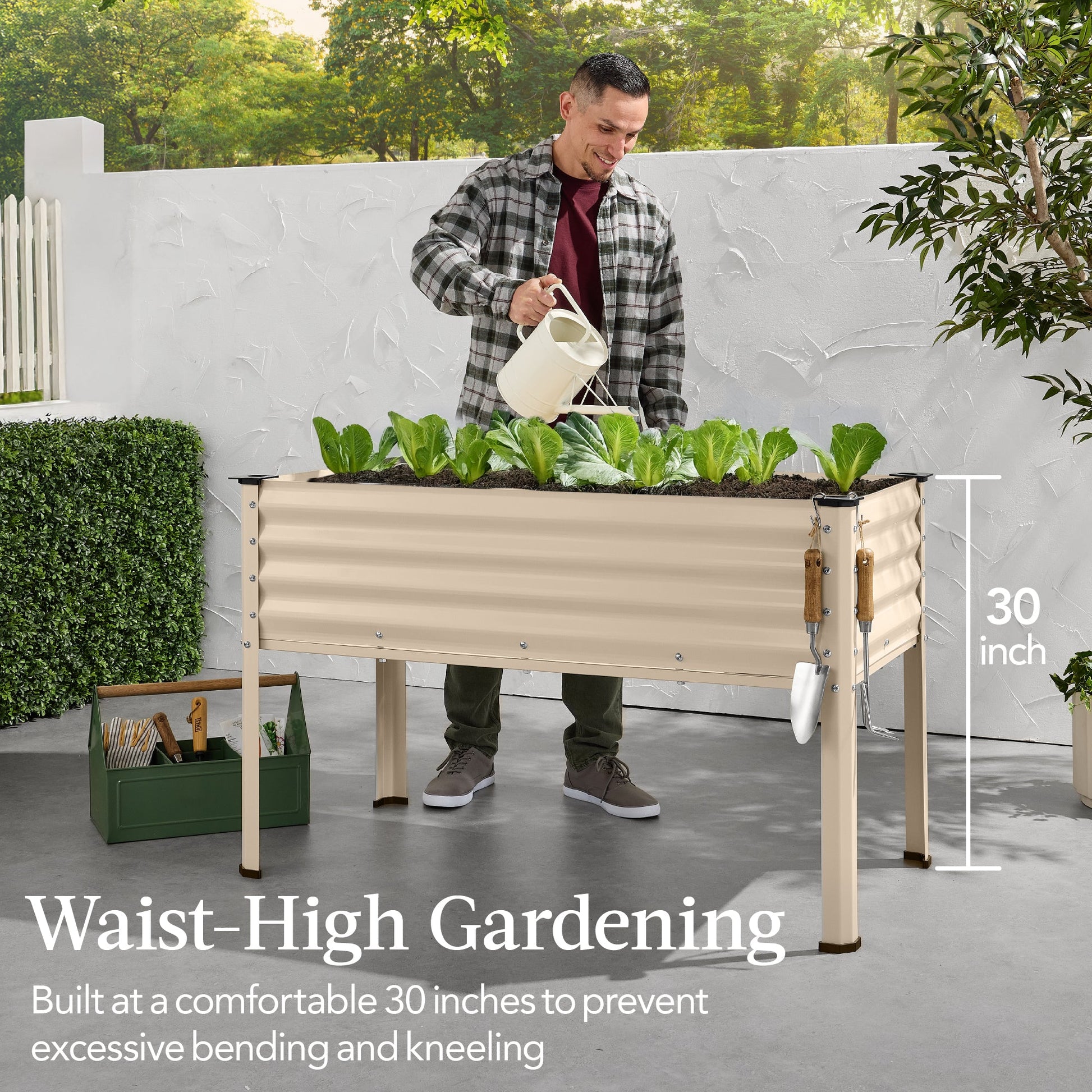 Elevated Galvanized Metal Garden Bed w/ Corner Protectors - 48x24x30in