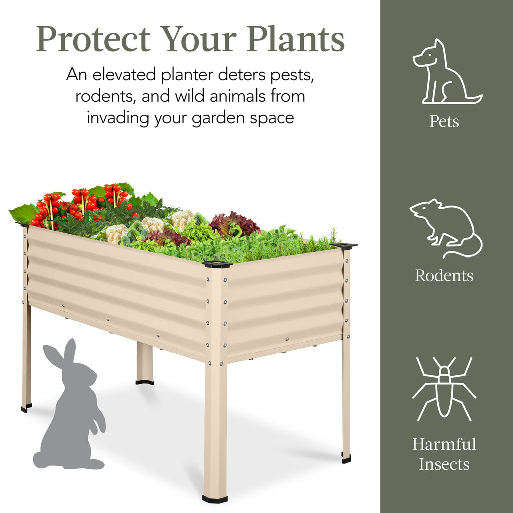 Elevated Galvanized Metal Garden Bed w/ Corner Protectors - 48x24x30in