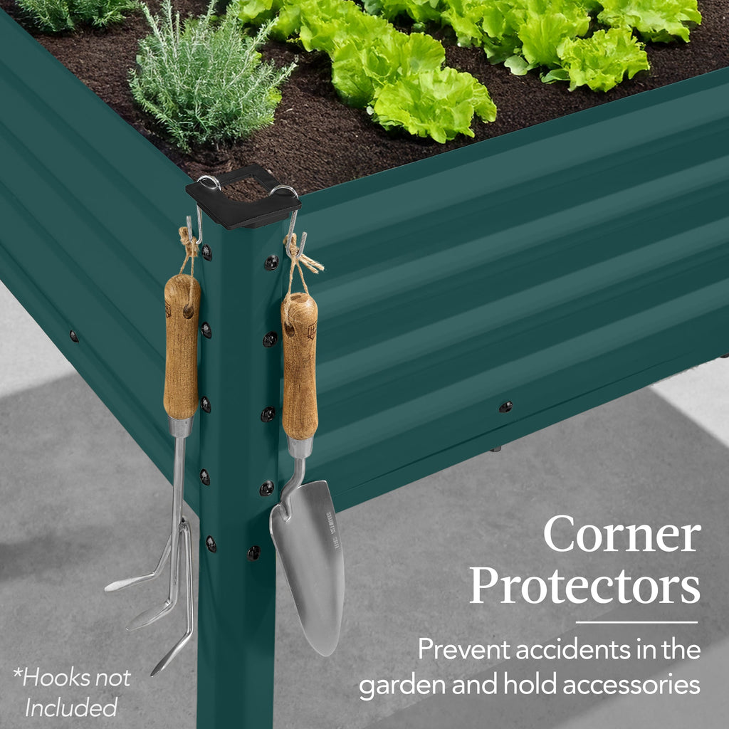 Elevated Galvanized Metal Garden Bed w/ Corner Protectors - 48x24x30in