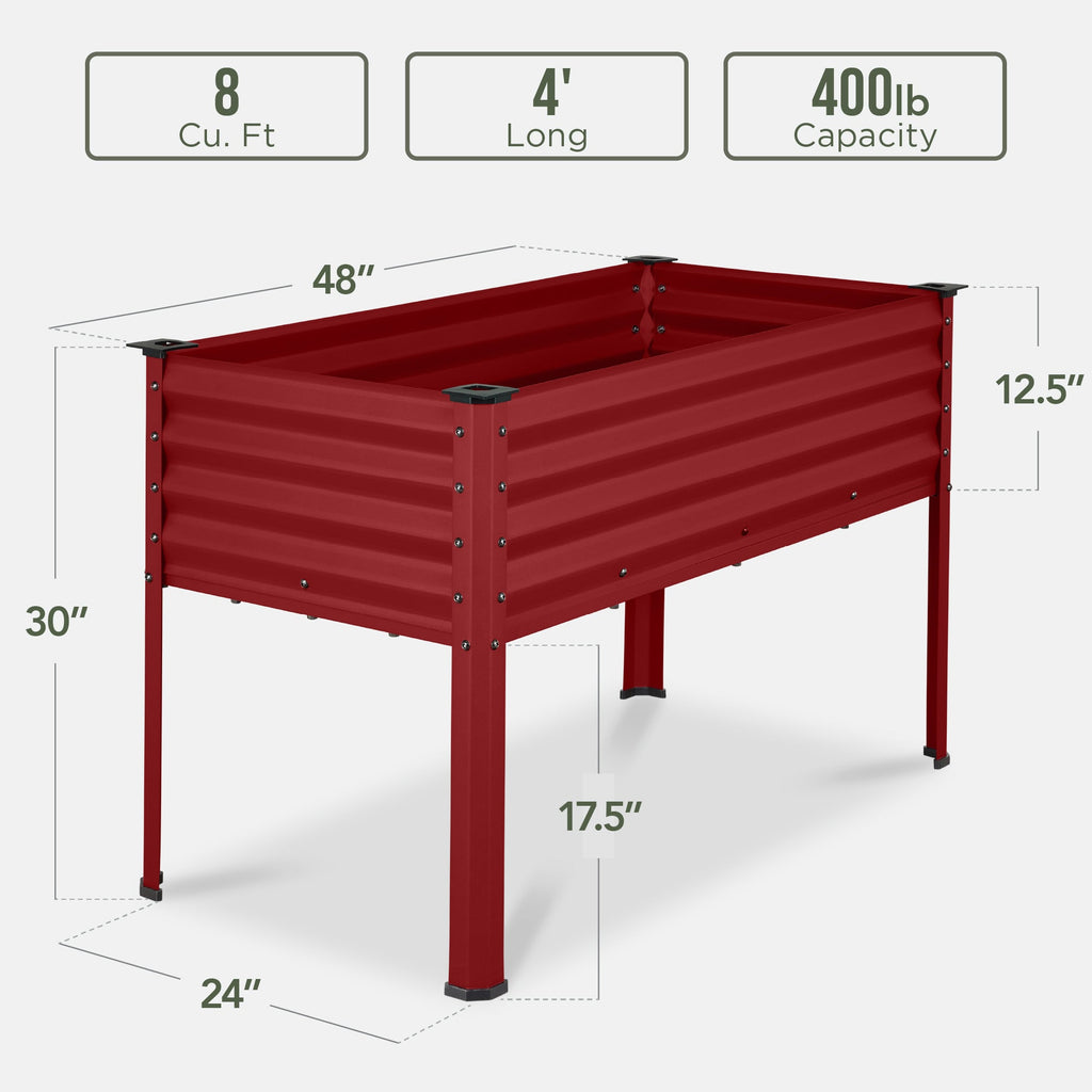 Elevated Galvanized Metal Garden Bed w/ Corner Protectors - 48x24x30in