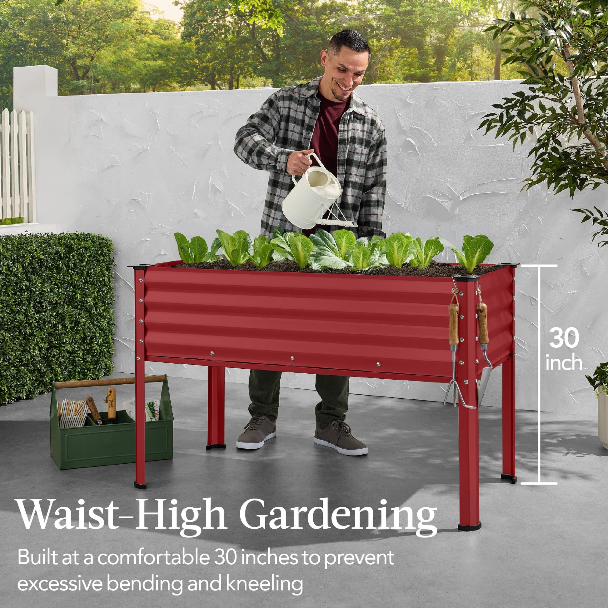 Elevated Galvanized Metal Garden Bed w/ Corner Protectors - 48x24x30in