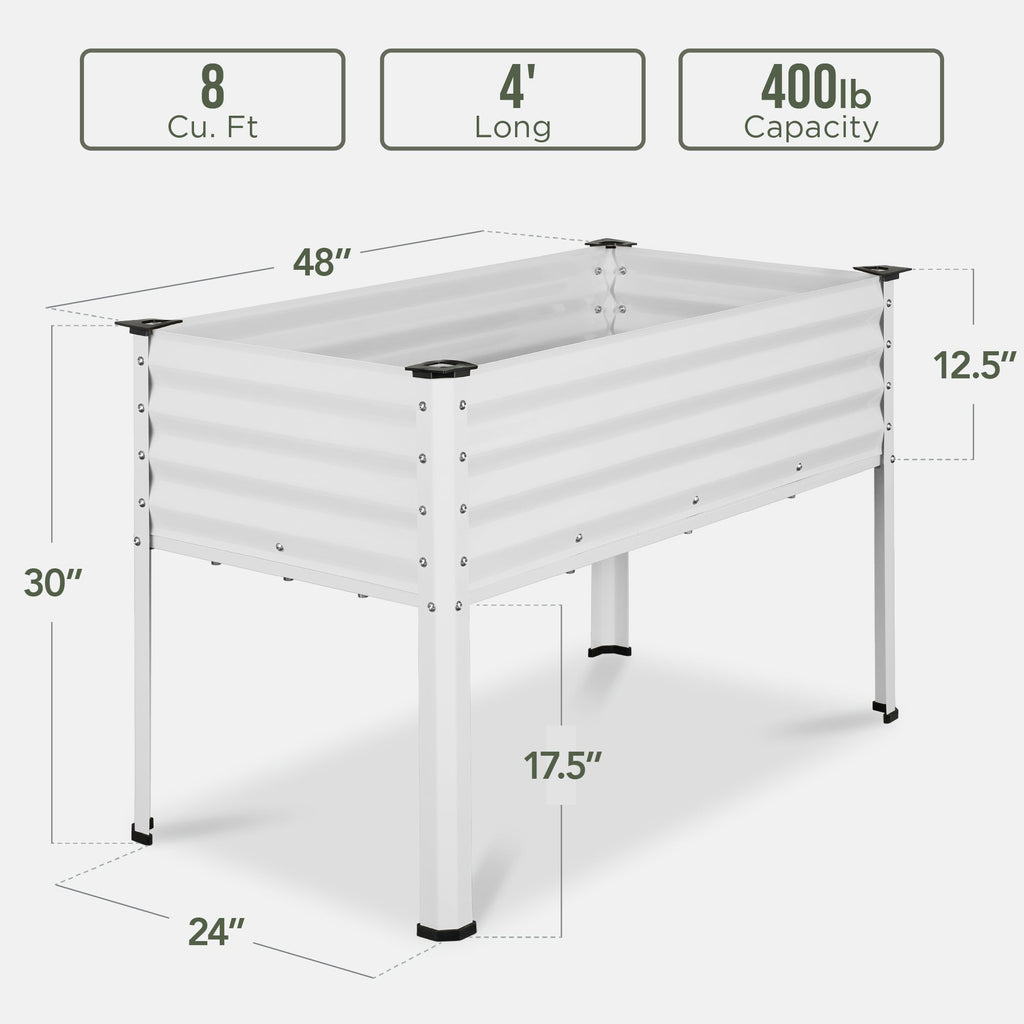 Elevated Galvanized Metal Garden Bed w/ Corner Protectors - 48x24x30in