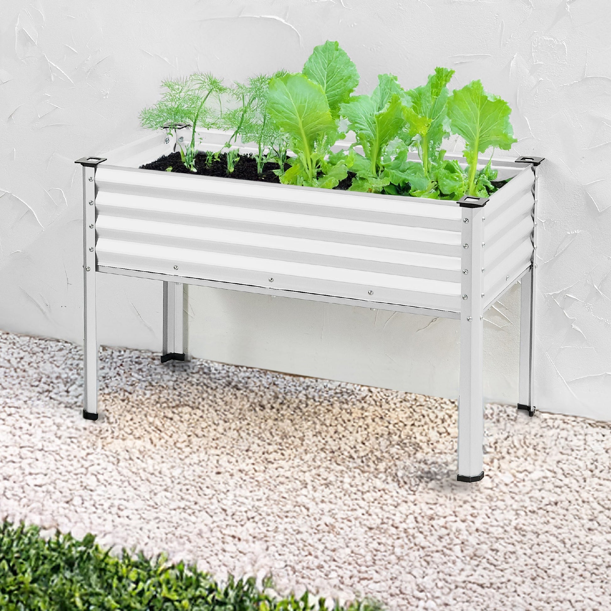 Elevated Galvanized Metal Garden Bed w/ Corner Protectors - 48x24x30in