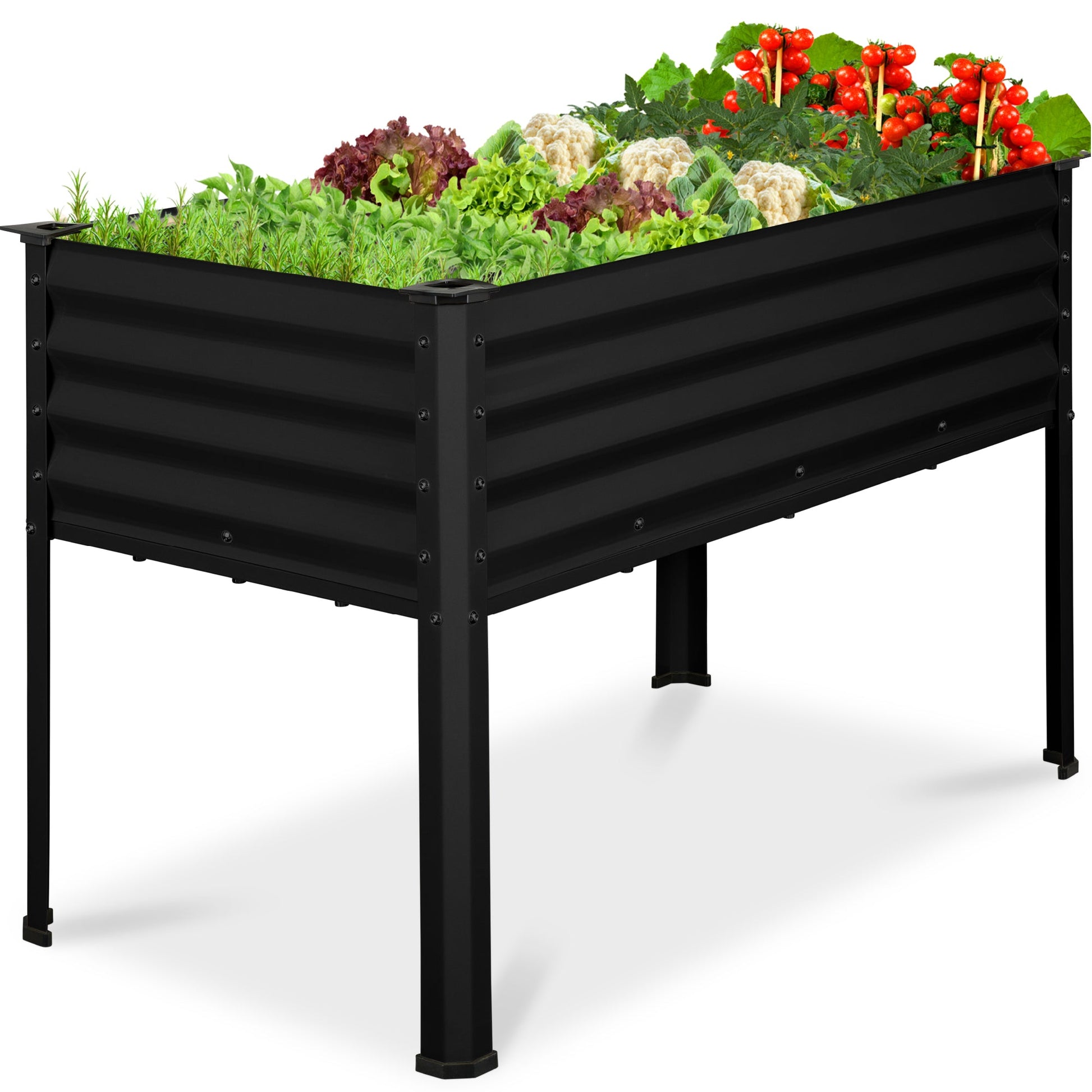 Elevated Galvanized Metal Garden Bed w/ Corner Protectors - 48x24x30in