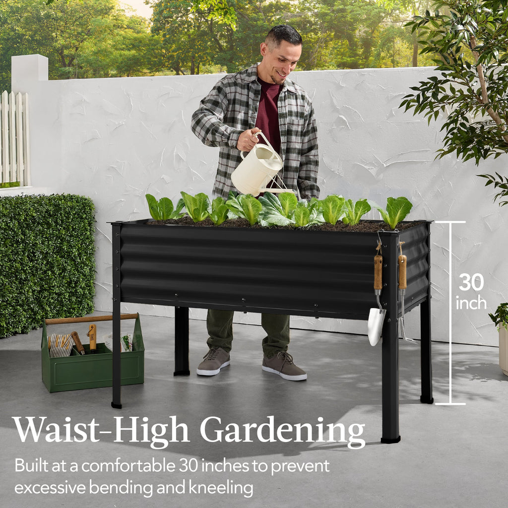 Elevated Galvanized Metal Garden Bed w/ Corner Protectors - 48x24x30in
