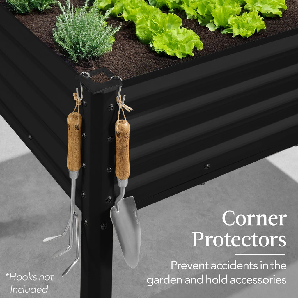 Elevated Galvanized Metal Garden Bed w/ Corner Protectors - 48x24x30in