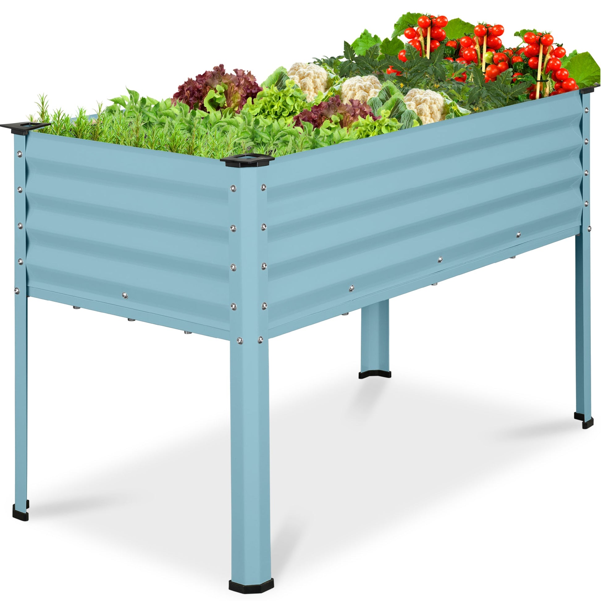 Elevated Galvanized Metal Garden Bed w/ Corner Protectors - 48x24x30in