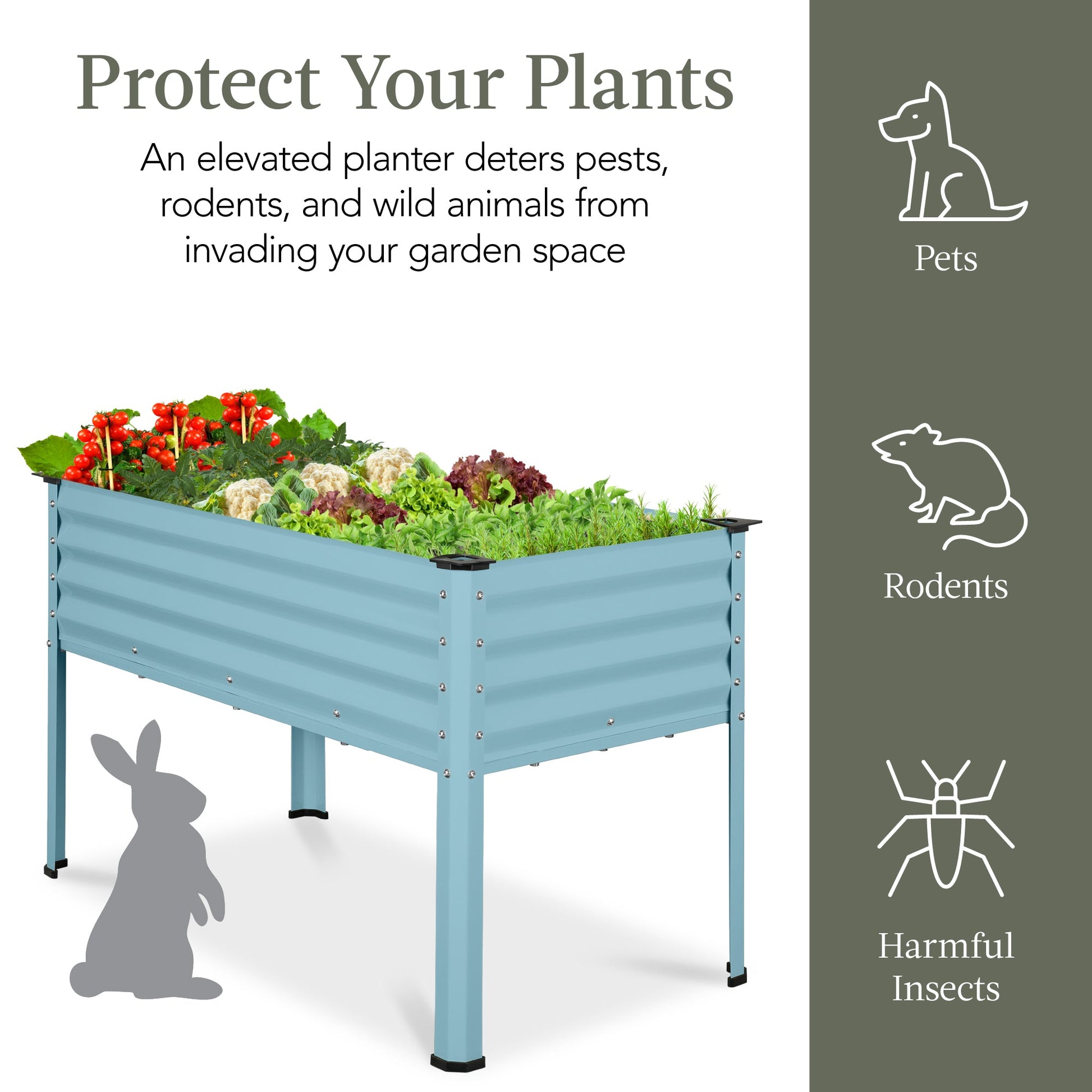 Elevated Galvanized Metal Garden Bed w/ Corner Protectors - 48x24x30in